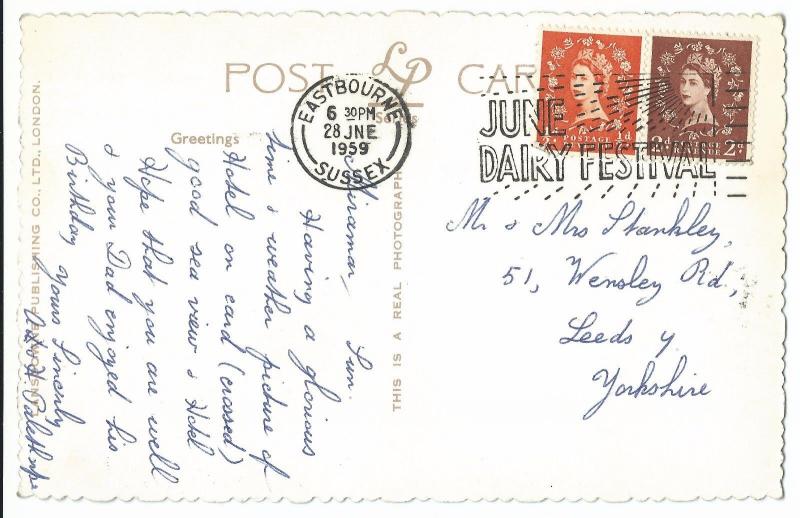 Carpet Gardens & Pier Entrance RP PPC, Eastbourne, 1959 Dairy Festival Postmark 