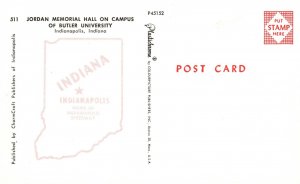 Vintage Postcard Jordan Memorial Hall Campus Of Butler University Indianapolis