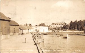 J59/ Cedarville Michigan RPPC Postcard c1940 Boat Dock Hotel  302