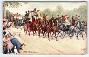 Postcard Tuck 2756 BOIS DE BOULOGNE Paris France Horses Stage Coach Carriage