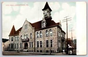 Johnstown Pennsylvania~City Hall Stone Bldg~Clock Tower~Romanesque~c1905 PC