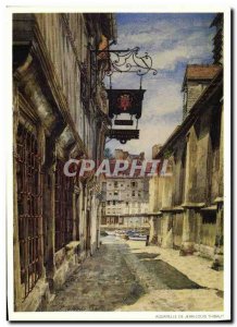 Postcard Old Honfleur Watercolor Jean Louis Thibaut Societe du Vieux Honfleur
