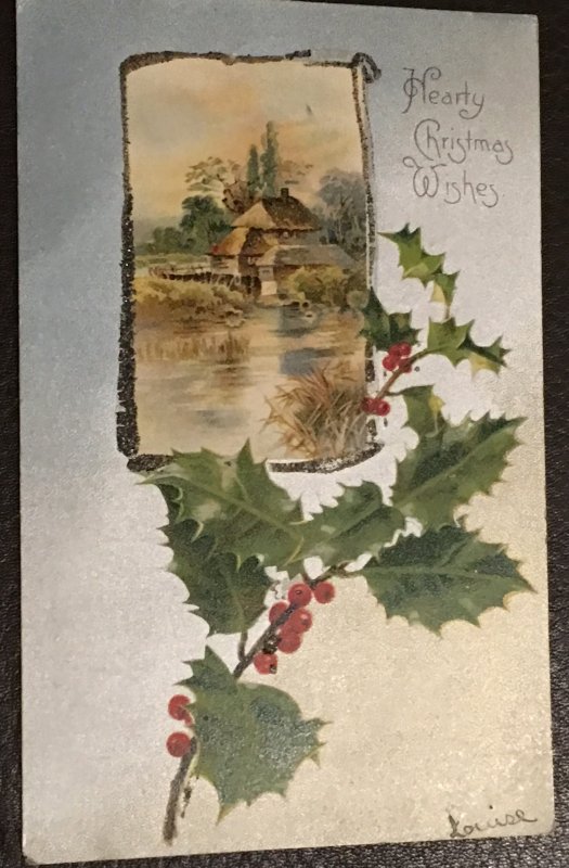 Vintage embossed Christmas postcard greeting card 1906