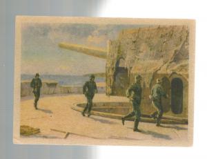 Mint WW 2 Germany Color Drawn Postcard Artillery Gun Crew on Atlantic Wall