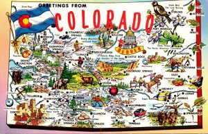 Colorado Greetings With Map and State Flag & Bird