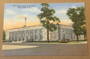 VINTAGE UNUSED LINEN POSTCARD U.S. POST OFFICE, HIGH POINT, N.C.