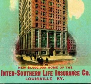 Vtg Advertising Postcard 1913 Louisville KY Inter-Southern Life Insurance Co