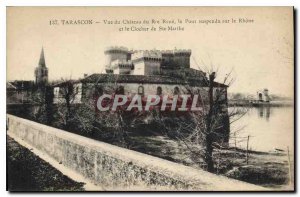 Old Postcard Tarascon for the Chateau du Roi Rene suspended bridge over the R...