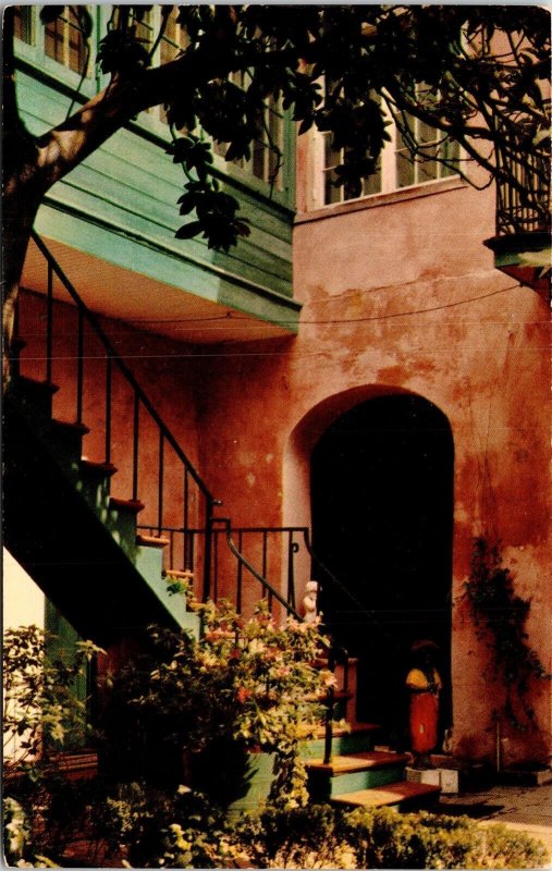 Maison Montegut Courtyard Downtown New Orleans Louisiana Chrome Postcard 