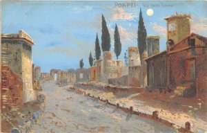 Lot108 pompei via delle tombe italy painting postcard