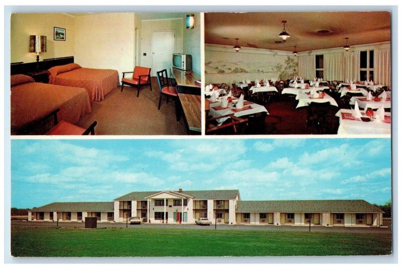 c1960 Abbott's Motel Steak-Out Restaurant Manchester New York Multiview Postcard