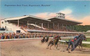 Linen Postcard Hagerstown Race Track Hagerstown MD Horse Racing unposted nice