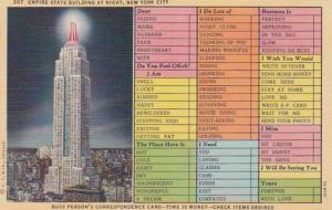 Humour Bust Persons Correspondence Card Empire State Building At Night New Yo...