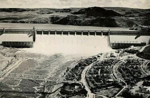 1951 Rppc Postcard Grand Coulee Dam Spokane Washington Real Photo Aerial View