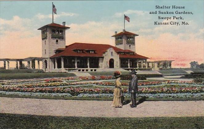 Missouri Kansas City Shelter House and Sunken Gardens In Swope Park