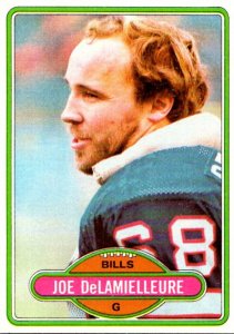 1980 Topps Football Card Joe DeLamielleure G Buffalo Bills sun0329