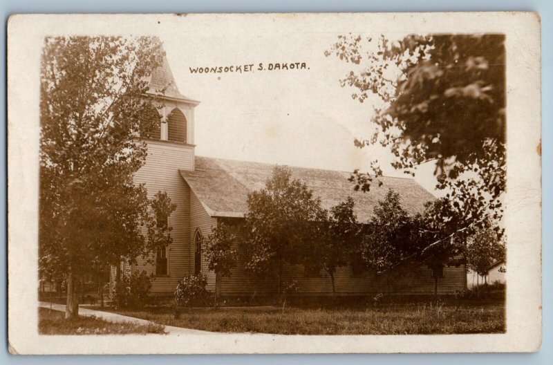 Woonsocket South Dakota SD Postcard Exterior Building 1914 RPPC Vintage Antique