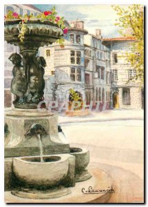 Postcard Modern Watercolor Saint Etienne People's Square