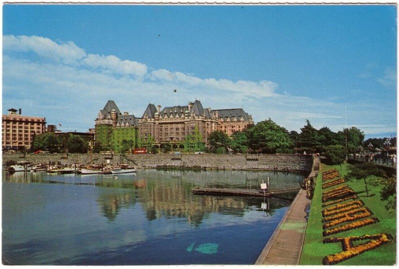 Inner Harbour And The Empress Hotel, Victoria, BC, Vintage Chrome Postcard