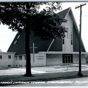 c1950s Strawberry Point, IA RPPC St. Mary's Catholic Church Photo Postcard A105