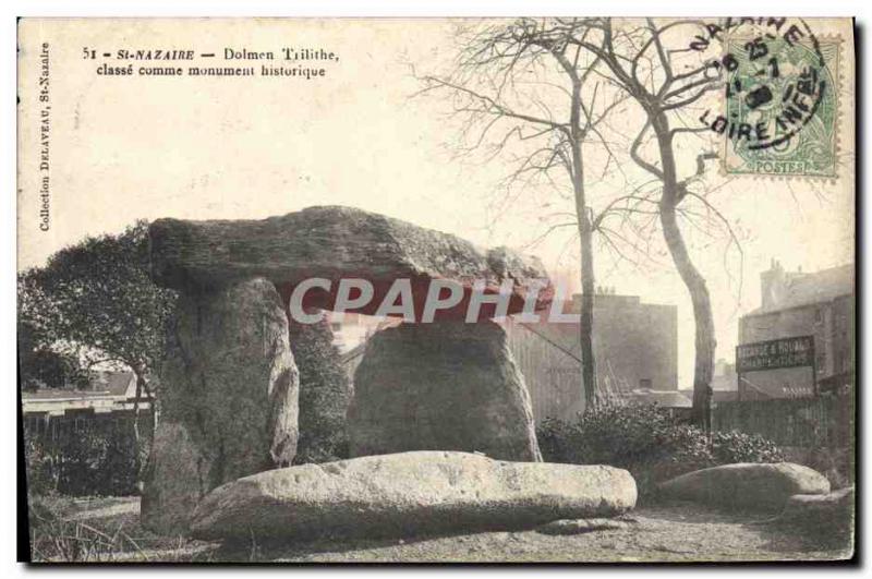 Old Postcard Dolmen Dolmen Standing Stone St Nazaire trilithon