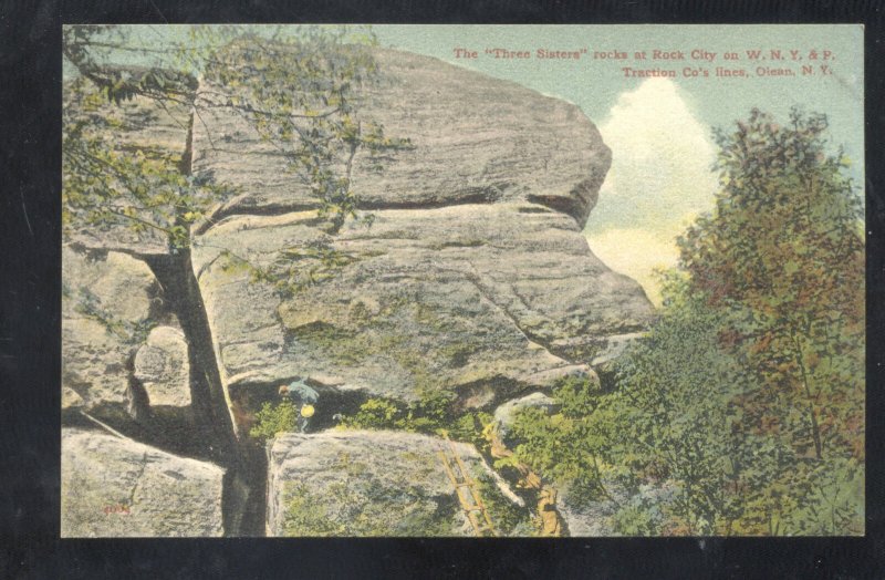 OLEAN NEW YORK ROCK CITY THREE SISTERS ROCK FORMATION RAILROAD POSTCARD NY