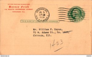'''''''US Postal stationery 1c Chicago 1939 Barney Fried Men''''''''s shop'''...
