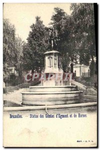 Old Postcard Brussels Statue of Counts Egmont and Hornes