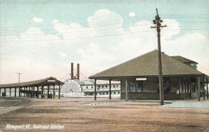 Newport VT Railroad Station Train Depot Lady of the Lake Ship Postcard