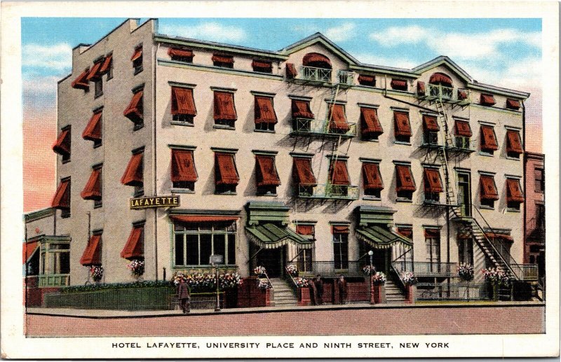 Postcard NYC Hotel Lafayette  University Place and Ninth Street