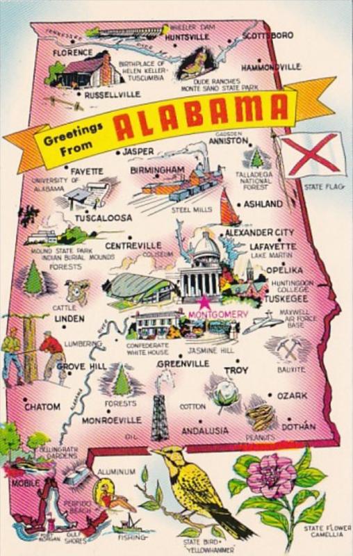 Greetings From Alabama With Map