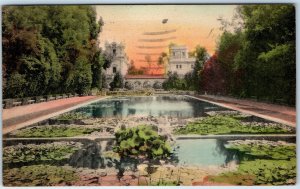 1930s San Diego, CA Lily Pond Balboa Park Sunny Scenes Postcard Hand Colored A72