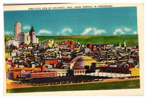 Postcard TRAIN STATION SCENE Cincinnati Ohio OH AU9418