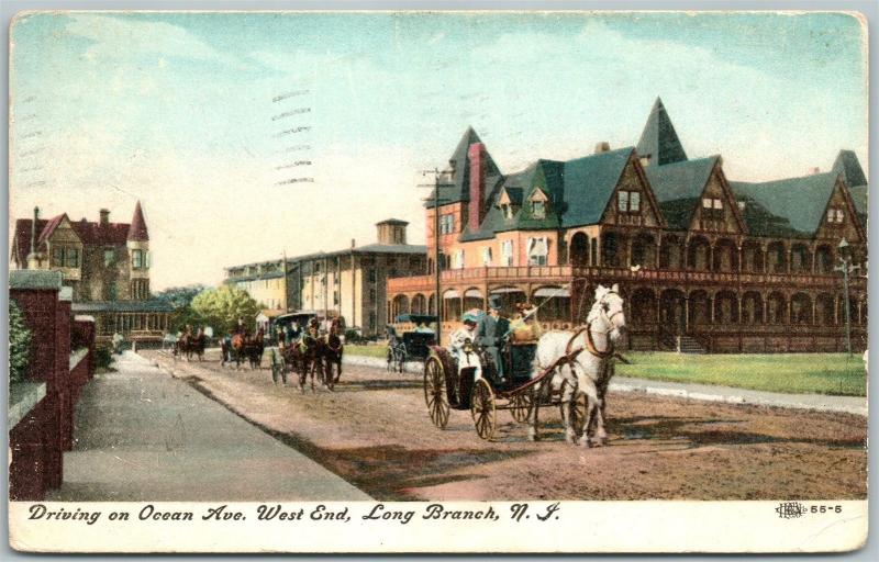 LONG BRANCH NJ OCEAN AVENUE WEST END 1910 ANTIQUE POSTCARD 