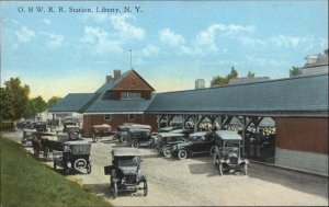 Liberty New York NY O&W Railroad Train Station Depot Vintage Postcard