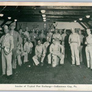 c1940s Indiantown Gap, PA Military Soldier Men Drinking Beer Ice Cream Army A190