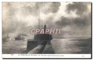 Old Postcard New Entree Du Havre By Moonlight Boat Lighthouse Lighthouse