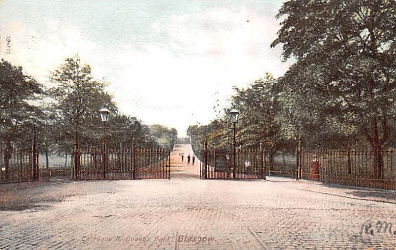 Entrance to Queen's Park Glasgow Scotland, UK 1907 
