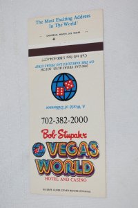 Bob Stupak's Vegas World Hotel and Casino Dice 30 Strike Matchbook Cover