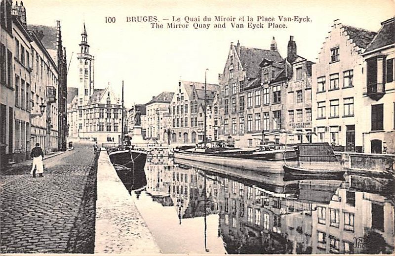 The Mirror Quay and Van Eyck Place Bruges Belgium Unused 