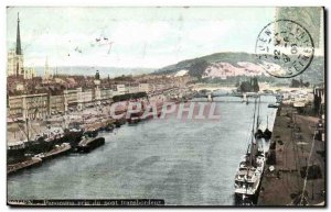 Rouen Old Postcard Panorama took the ferry bridge