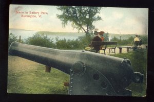 Burlington, Vermont/VT Postcard, View Of Cannon In Battery Park