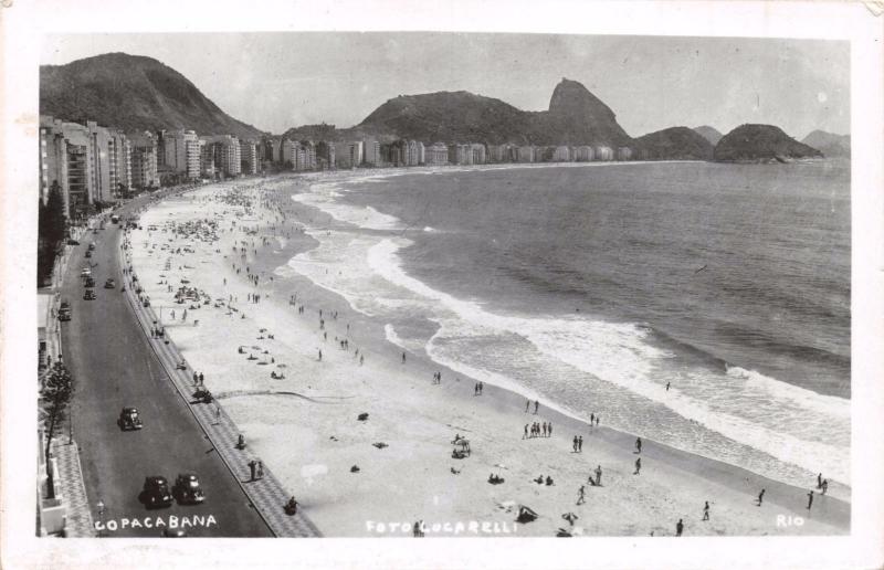 RIO DE JANEIRO BRAZIL~COPACABANA~LOCARELLI REAL PHOTO PANARAMA POSTCARD 1950s