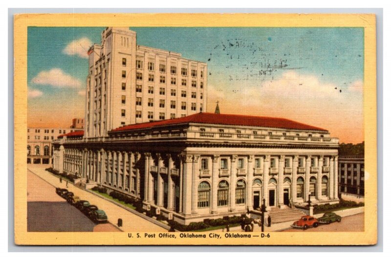 US Post Office Building Oklahoma City OK Linen Postcard S25