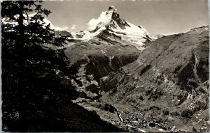 Vtg Zermatt Switzerland Matterhorn RPPC Real Photo Postcard