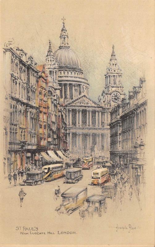 BR65067 st paul s from ludgate hill  london double decker bus postcard  uk