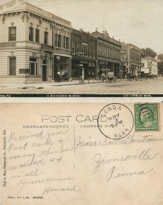 COLUMBUS NE BUSINESS BLOCK ANTIQUE REAL PHOTO POSTCARD RPPC