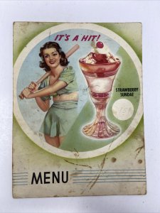 1942 Soda Fountain Counter Handwritten Menu Cleveland Fruit Juice Co. Vintage