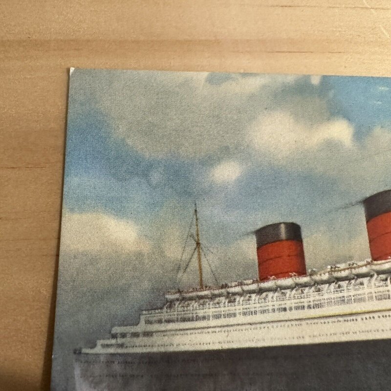 Vintage Steamship Postcard Cunard RMS Queen Elizabeth Ocean Liner Steamer