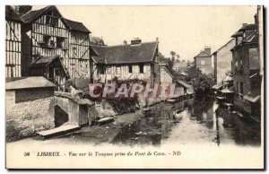 Lisieux Old Postcard view Touques seizure of Caen bridge